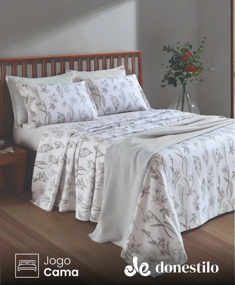 Jogo de Cama King 4 peças Döhler Flora Jogo de Cama King 4 peças Döhler Flora