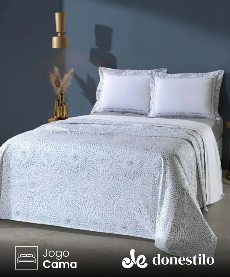 Jogo de Cama Queen 4 peças Chuva de Sorte Döhler Jogo de Cama Queen 4 peças Chuva de Sorte Döhler